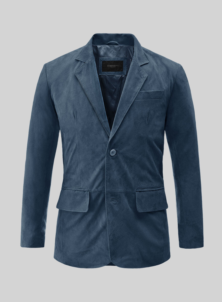 Blue Suede Leather Blazer - StudioSuits