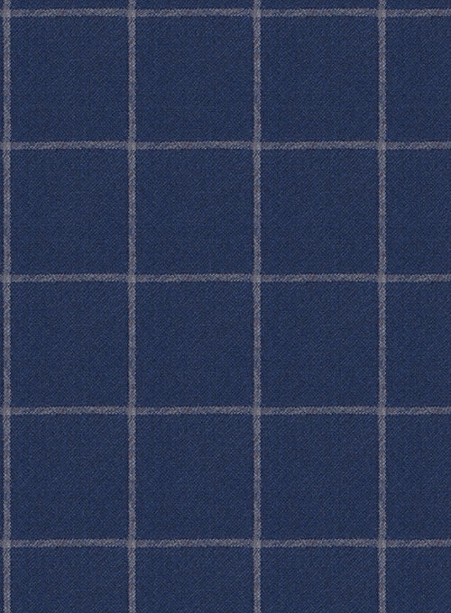 Blue Windowpane Flannel Wool Pants - StudioSuits