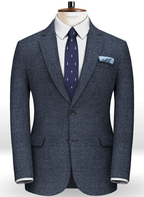 Blue Honey Comb Tweed Suit - StudioSuits