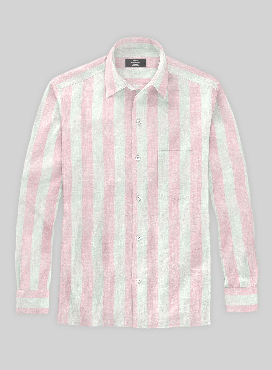 Blush Wide Stripe Linen Shirt - StudioSuits