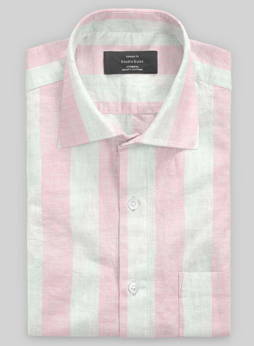 Blush Wide Stripe Linen Shirt - StudioSuits