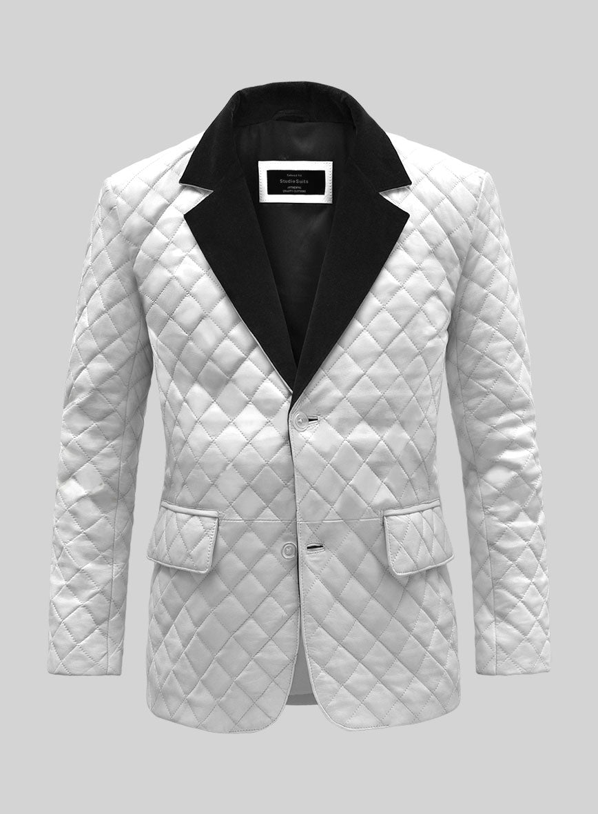 Bocelli Quilted Tuxedo Leather Blazer - StudioSuits