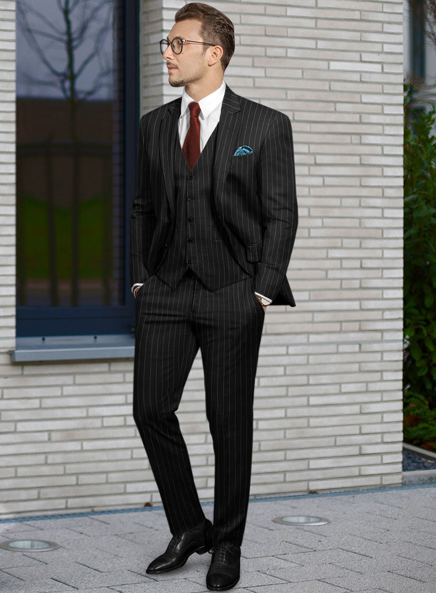 Bristol Black Rope Stripe Suit - StudioSuits