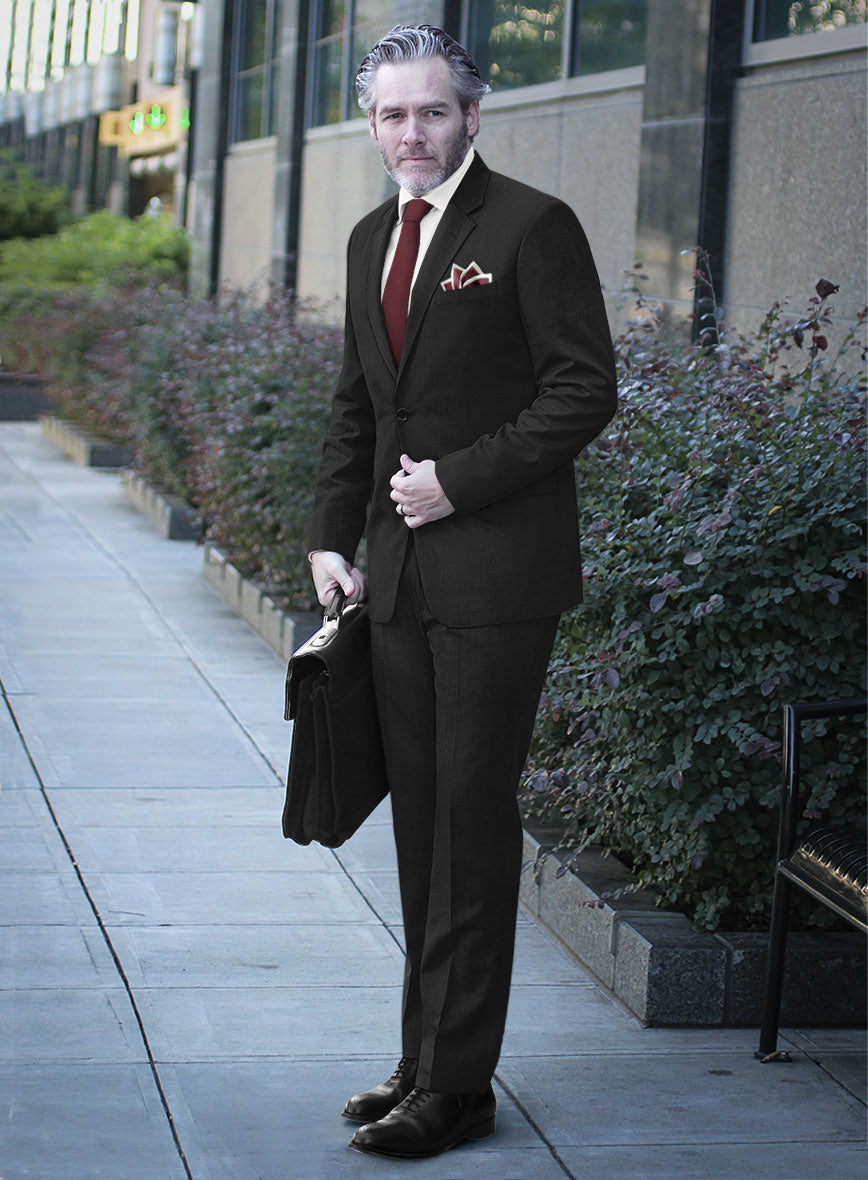 Brown Suit Burgundy Tie Pocket Square - He Spoke Style - He Spoke Style