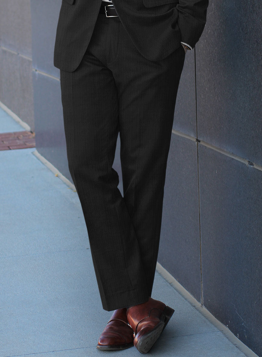 Bristol Black Herringbone Pants - StudioSuits