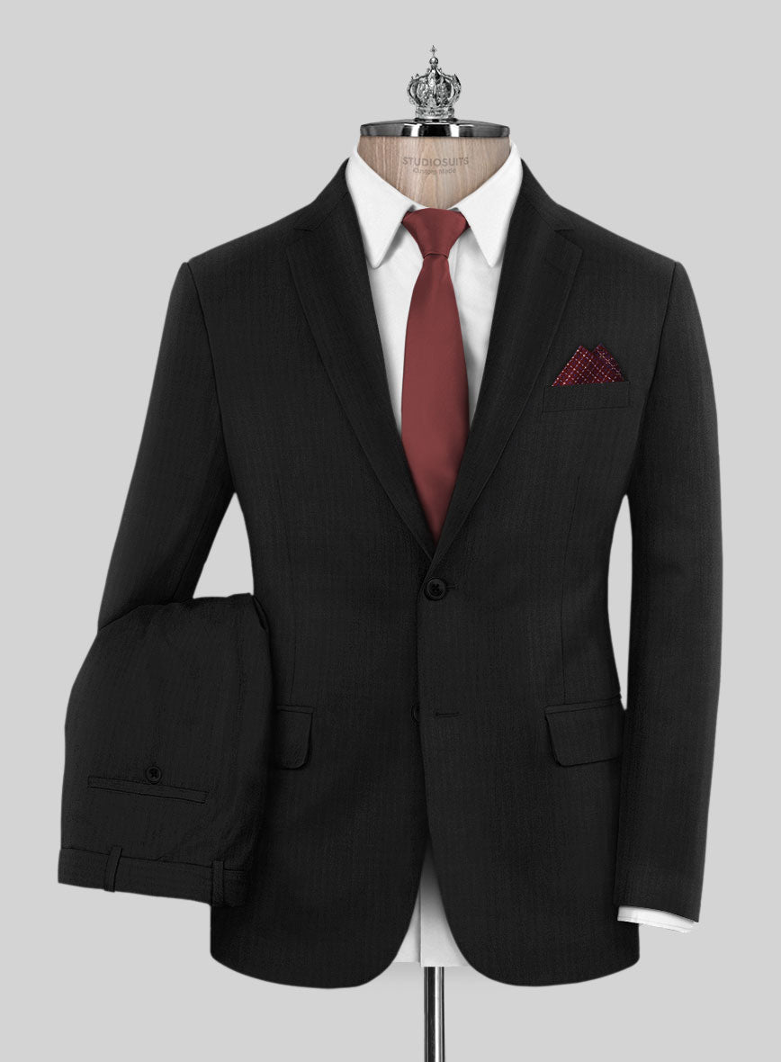Bristol Black Herringbone Suit - StudioSuits