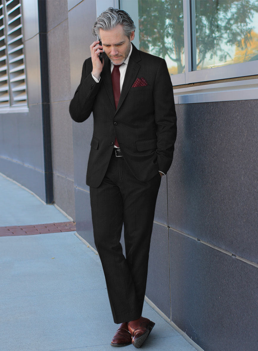 Bristol Black Herringbone Suit - StudioSuits