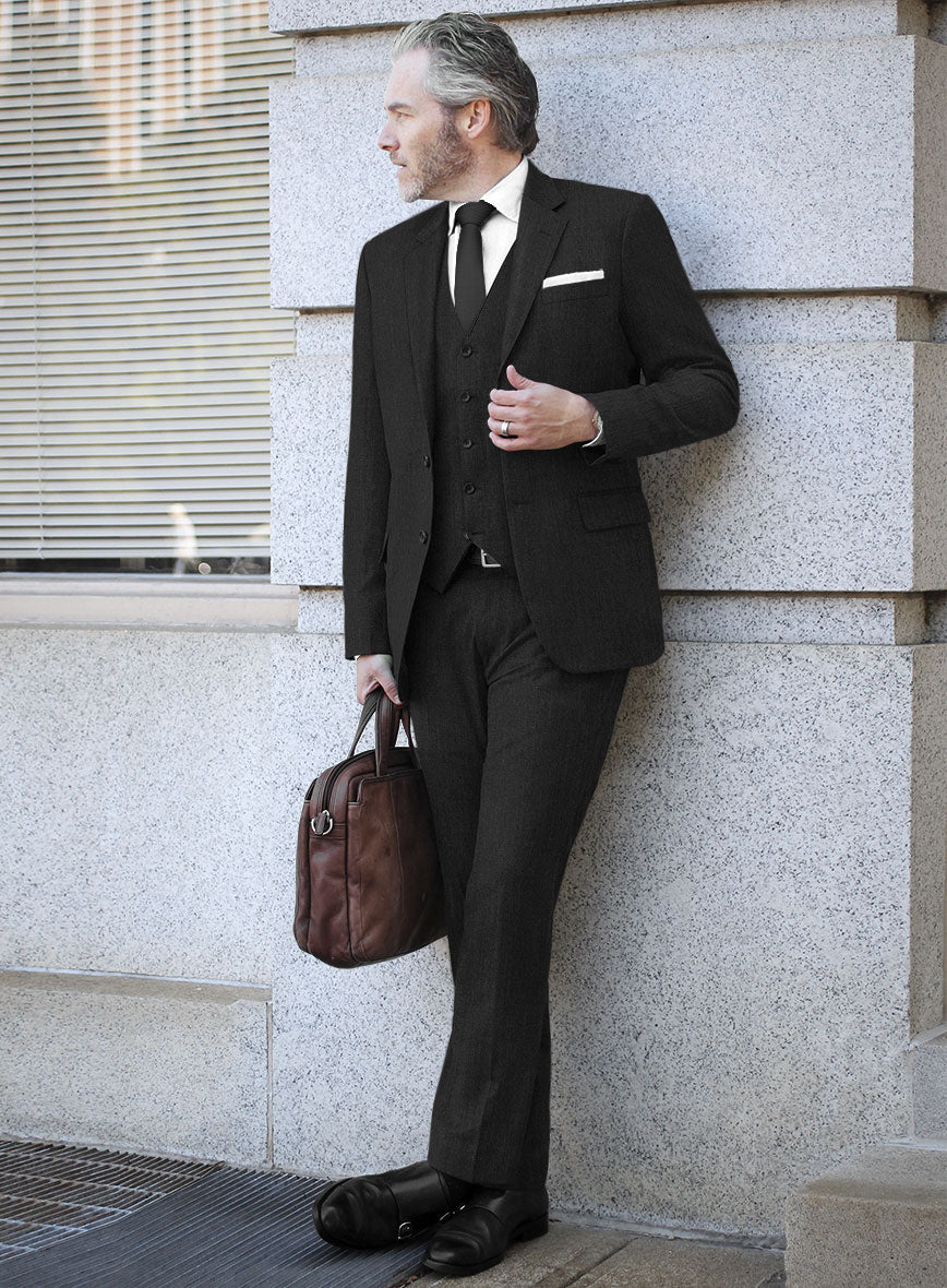 Bristol Charcoal Herringbone Suit - StudioSuits