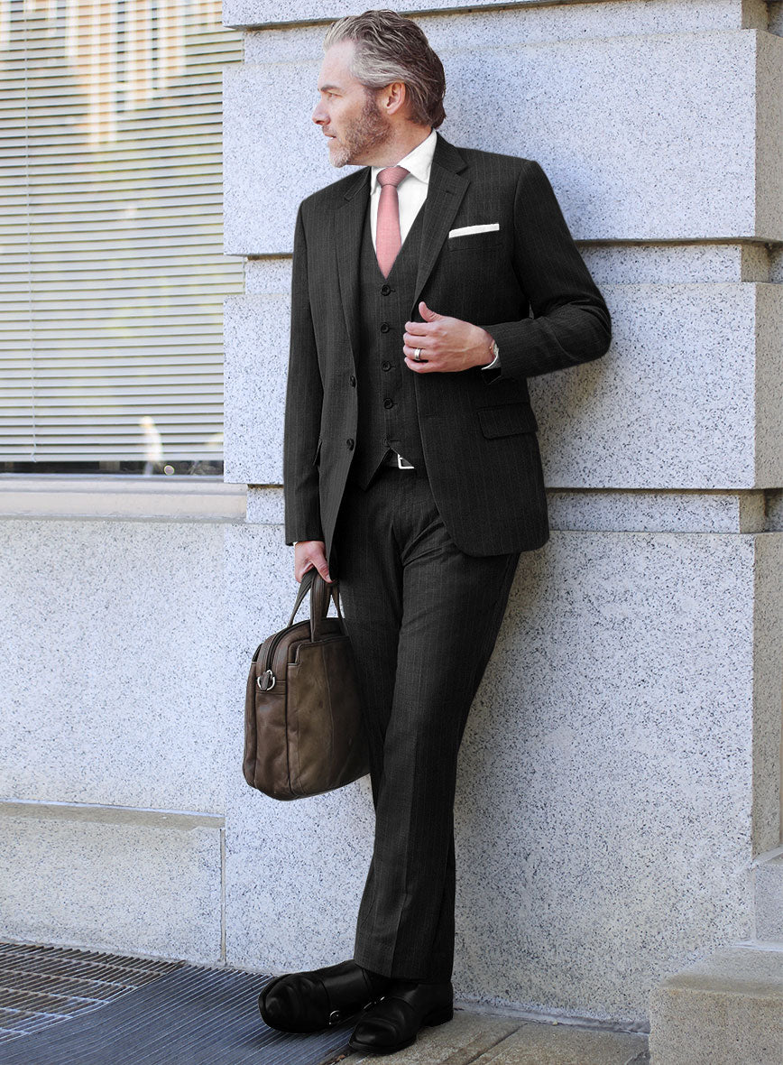 Bristol Charcoal Regal Stripe Suit - StudioSuits