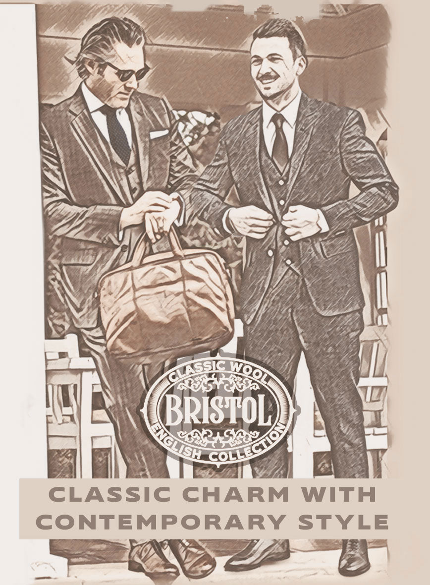 Bristol Muted Blue Herringbone Suit - StudioSuits