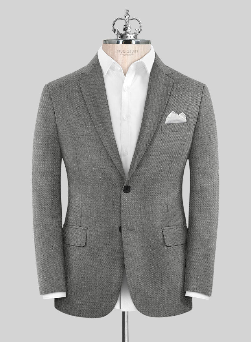 Bristol Light Gray Sharkskin Jacket - StudioSuits