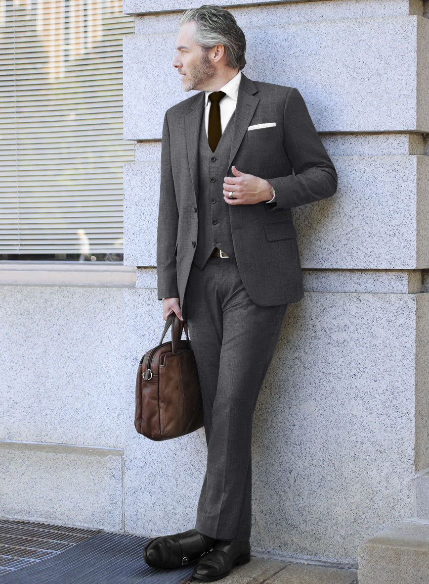 Bristol Nailhead Dark Gray Suit - StudioSuits