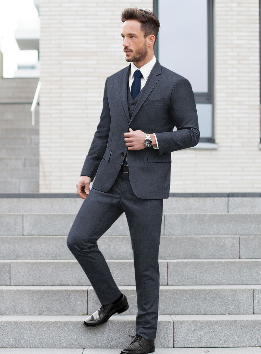 Bristol Nailhead Navy Blue Suit - StudioSuits