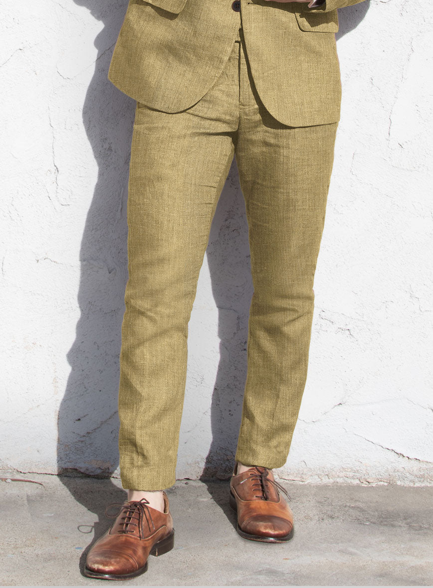 British Khaki Pure Linen Pants - StudioSuits