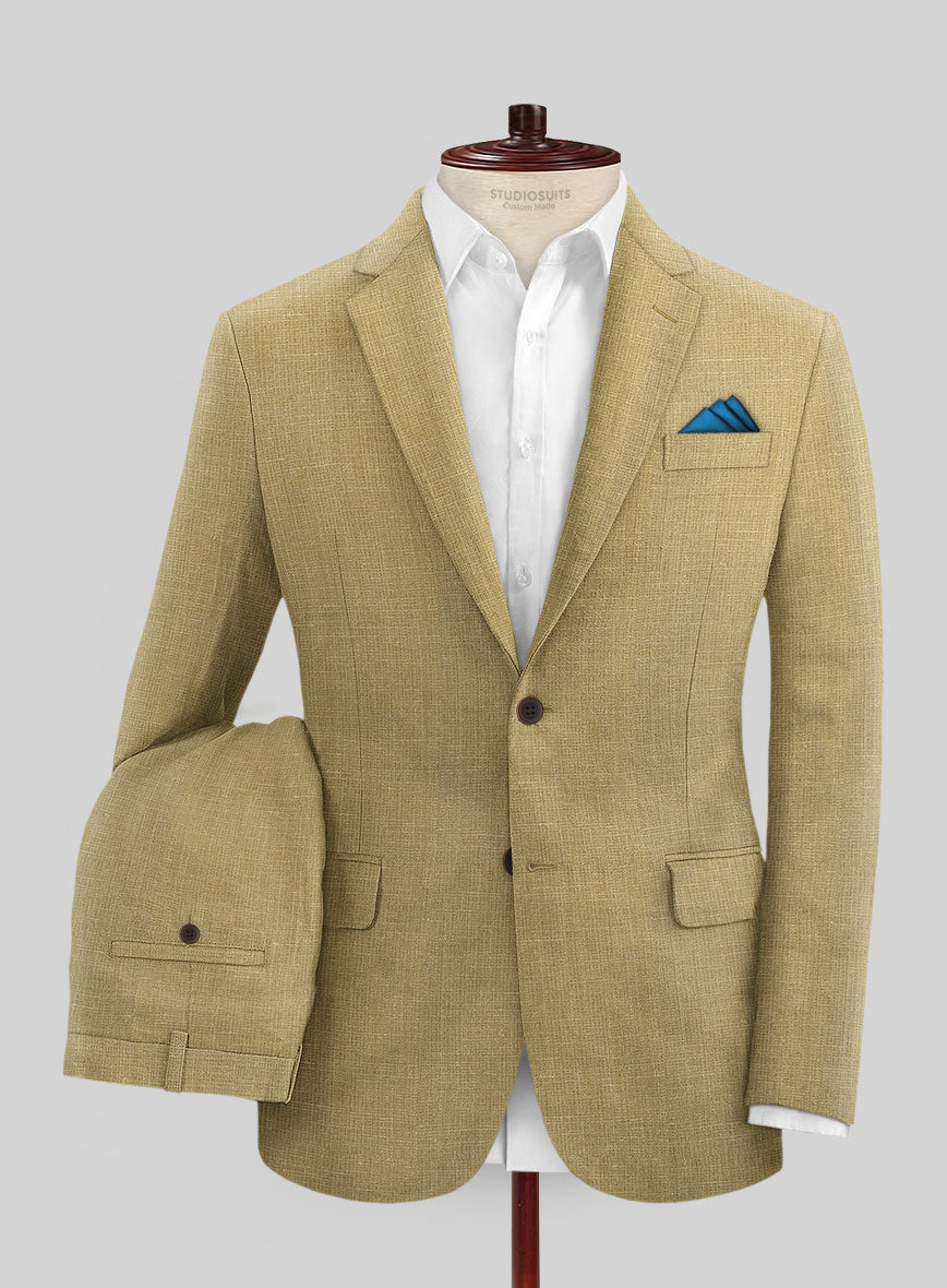 British Khaki Pure Linen Suit - StudioSuits