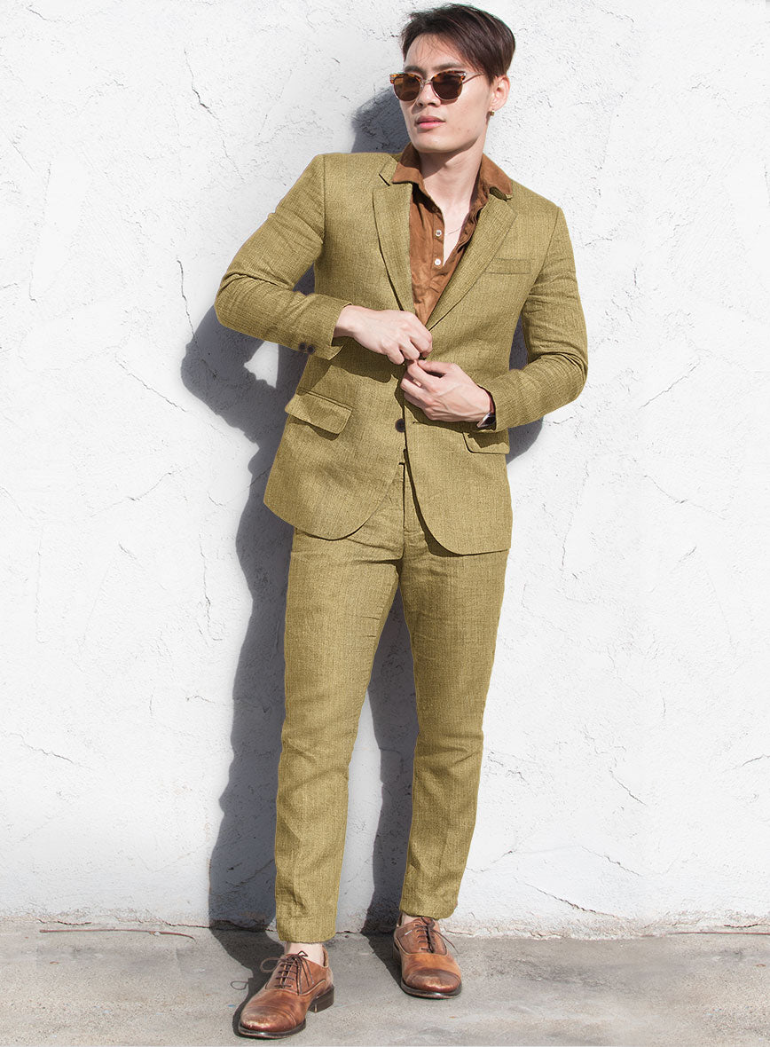British Khaki Pure Linen Suit - StudioSuits