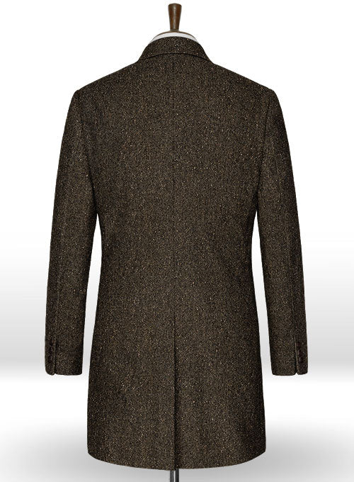 Brown Flecks Donegal Tweed Overcoat - StudioSuits