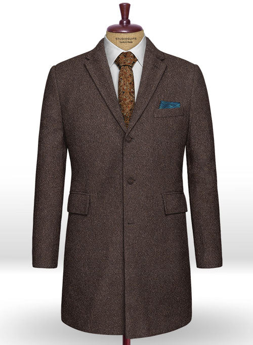Brown Heavy Tweed Overcoat - StudioSuits
