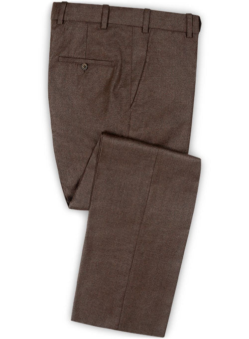 Brown Flannel Wool Pants - StudioSuits