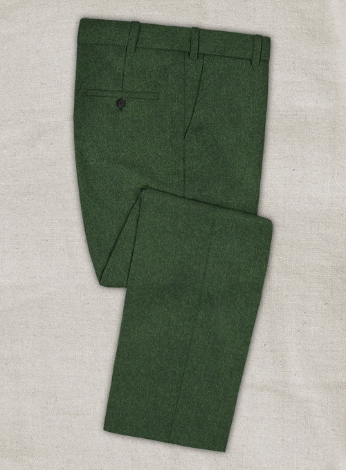 Bottle Green Flannel Wool Pants - StudioSuits