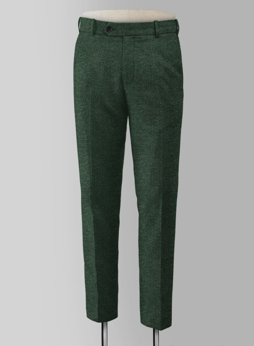 Bottle Green Herringbone Tweed Suit - StudioSuits