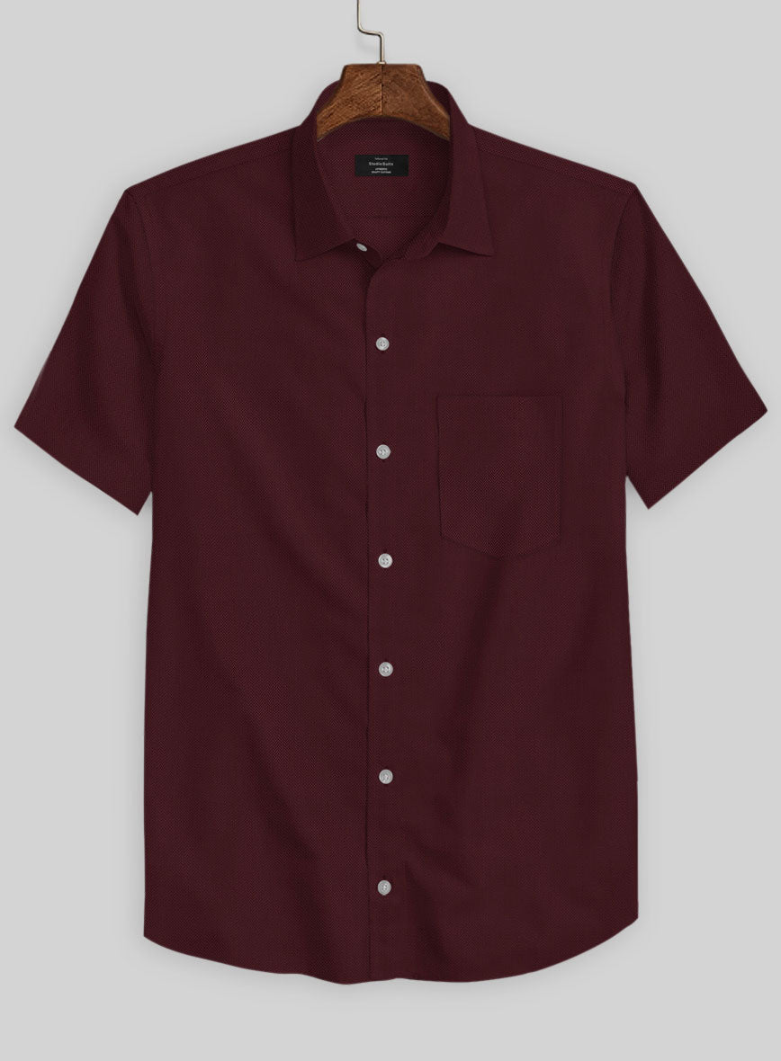 Burgundy herringbone cotton shirt - StudioSuits