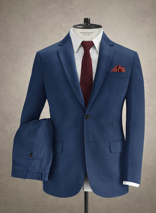 Caccioppoli Cotton Gabardine Lapis Blue Suit - StudioSuits