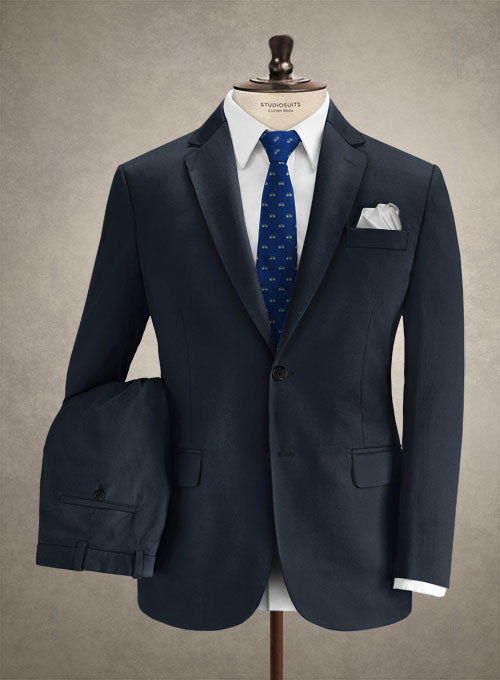 Caccioppoli Cotton Gabardine Navy Blue Suit - StudioSuits