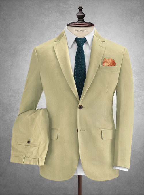 Caccioppoli Cotton Gabardine Ocean Khaki Suit - StudioSuits