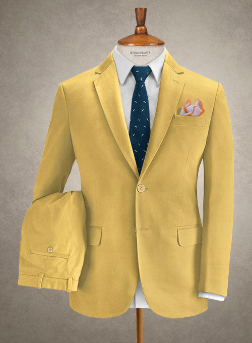 Caccioppoli Cotton Gabardine Yellow Suit - StudioSuits