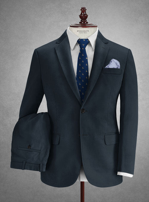 Caccioppoli Cotton Gabardine Dark Blue Suit - StudioSuits