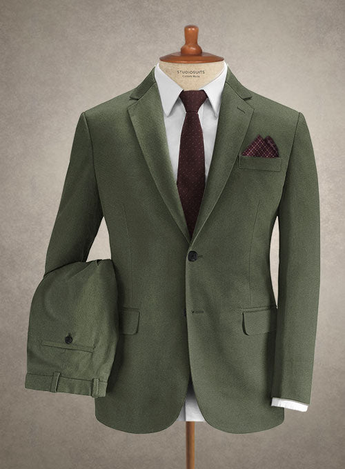 Caccioppoli Cotton Drill Green Suit - StudioSuits