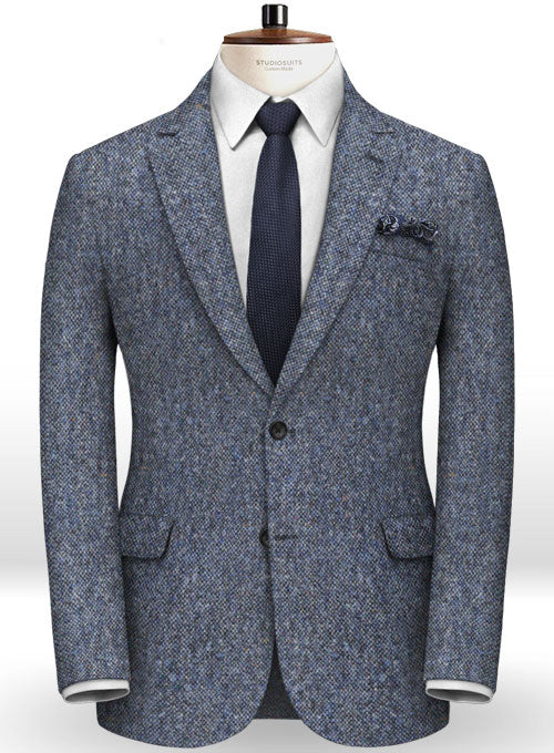 Caccioppoli Donegal Mid Blue Tweed Jacket - StudioSuits