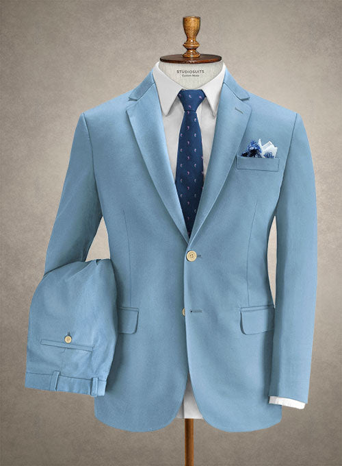 Caccioppoli Cotton Gabardine Mineral Blue Suit - StudioSuits