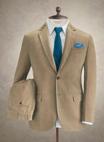 Caccioppoli Herringbone Solar Tan Cotton Suit - StudioSuits