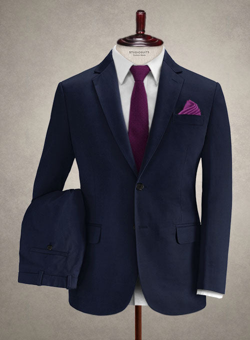 Caccioppoli Canvas Dark Blue Cotton Suit - StudioSuits