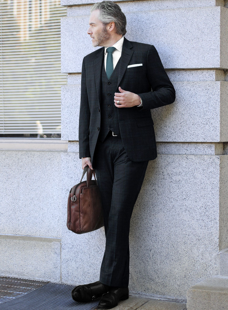 Caccioppoli Ellian Blue Green Wool Suit - StudioSuits