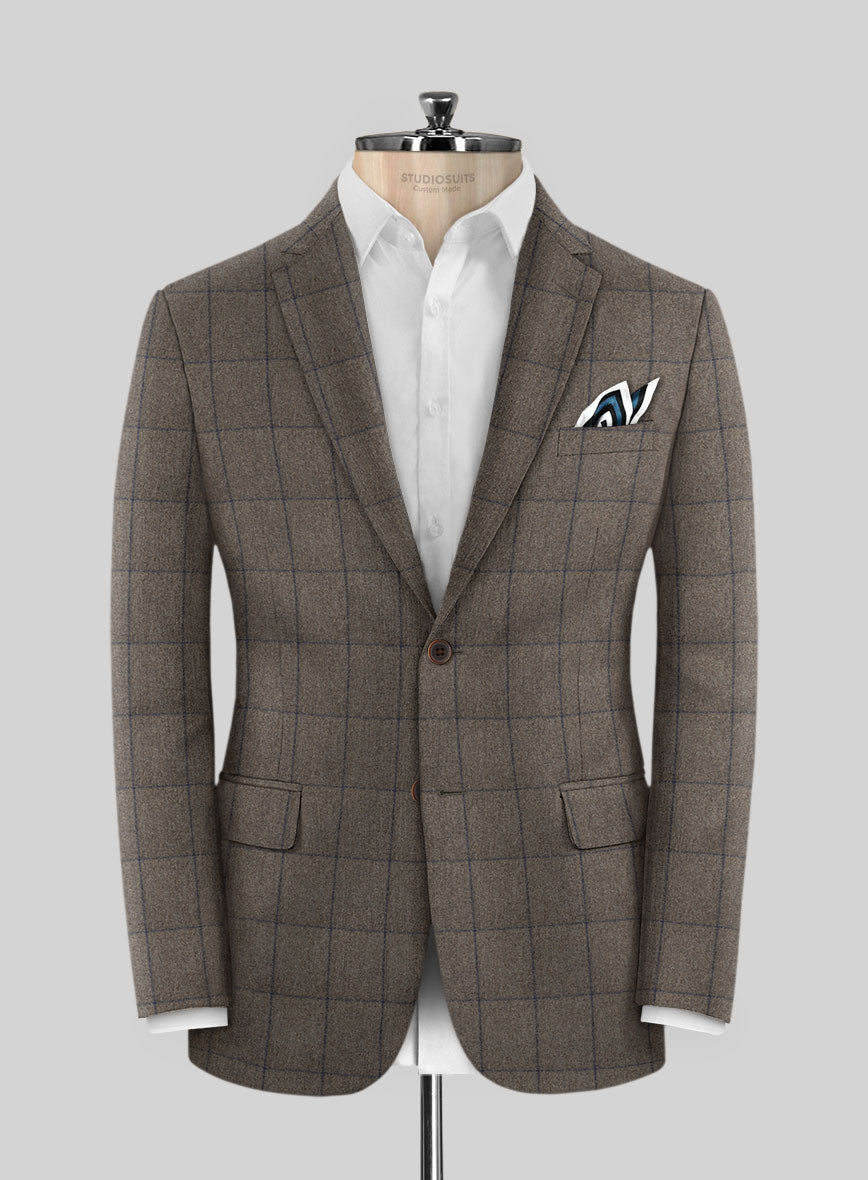 Caccioppoli Orenzo Brown Wool Jacket - StudioSuits