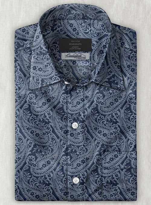 Caccioppoli Paisley Blue Shirt - StudioSuits