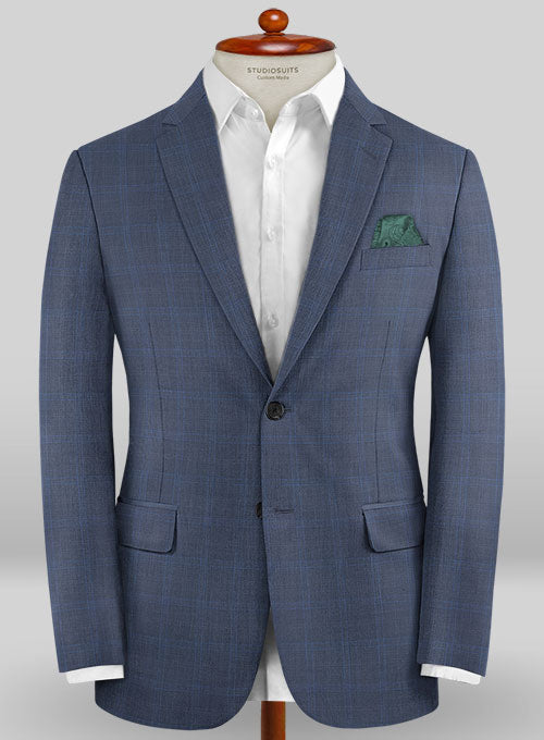 Caccioppoli Sun Dream Ronzi Blue Wool Silk Jacket - StudioSuits