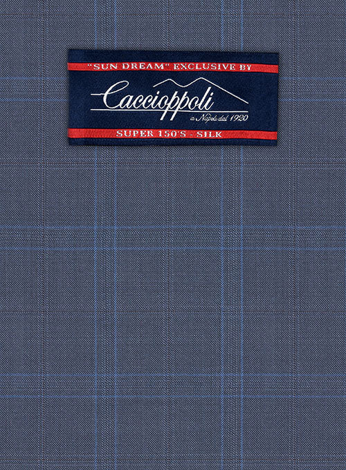 Caccioppoli Sun Dream Ronzi Blue Wool Silk Jacket - StudioSuits