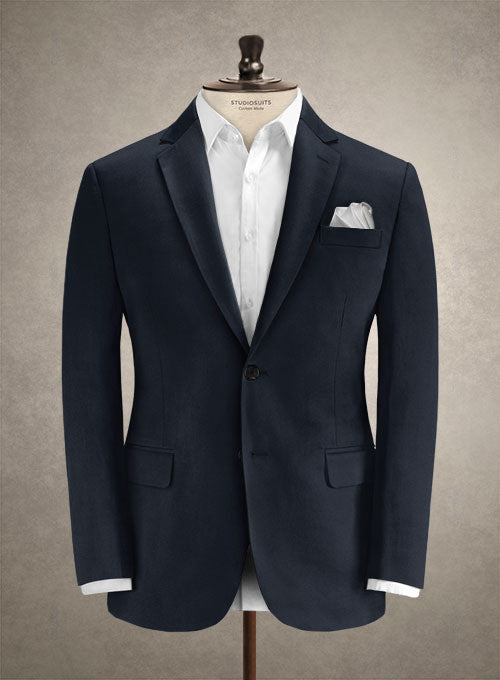 Caccioppoli Cotton Gabardine Navy Blue Jacket - StudioSuits
