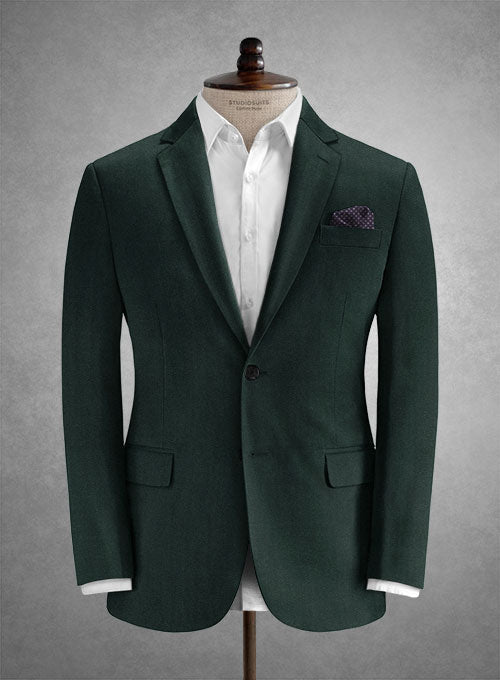 Caccioppoli Herringbone Dark Green Cotton Jacket - StudioSuits