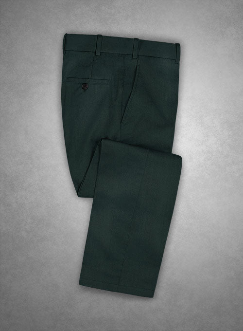 Caccioppoli Herringbone Dark Green Cotton Pants - StudioSuits