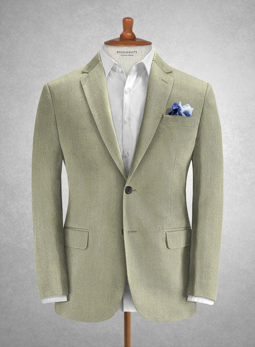 Caccioppoli Herringbone Solar Green Cotton Jacket - StudioSuits