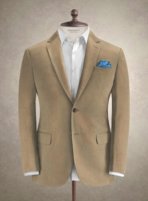 Caccioppoli Herringbone Solar Tan Cotton Jacket - StudioSuits