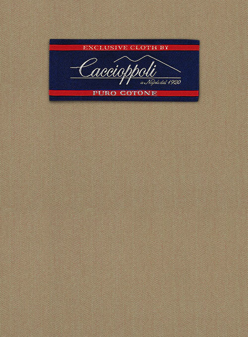 Caccioppoli Herringbone Solar Tan Cotton Jacket - StudioSuits