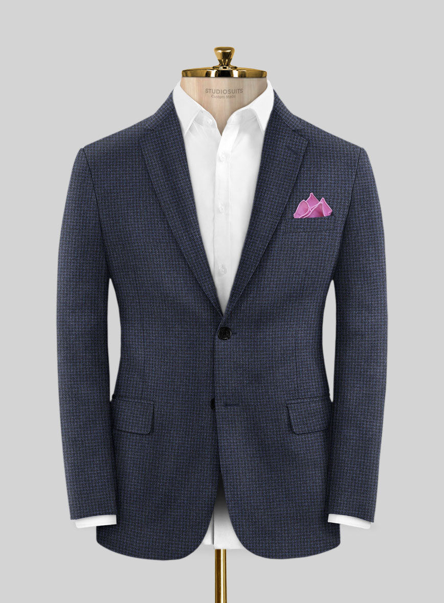 Caccioppoli Arixa Houndstooth Blue Wool Jacket - StudioSuits