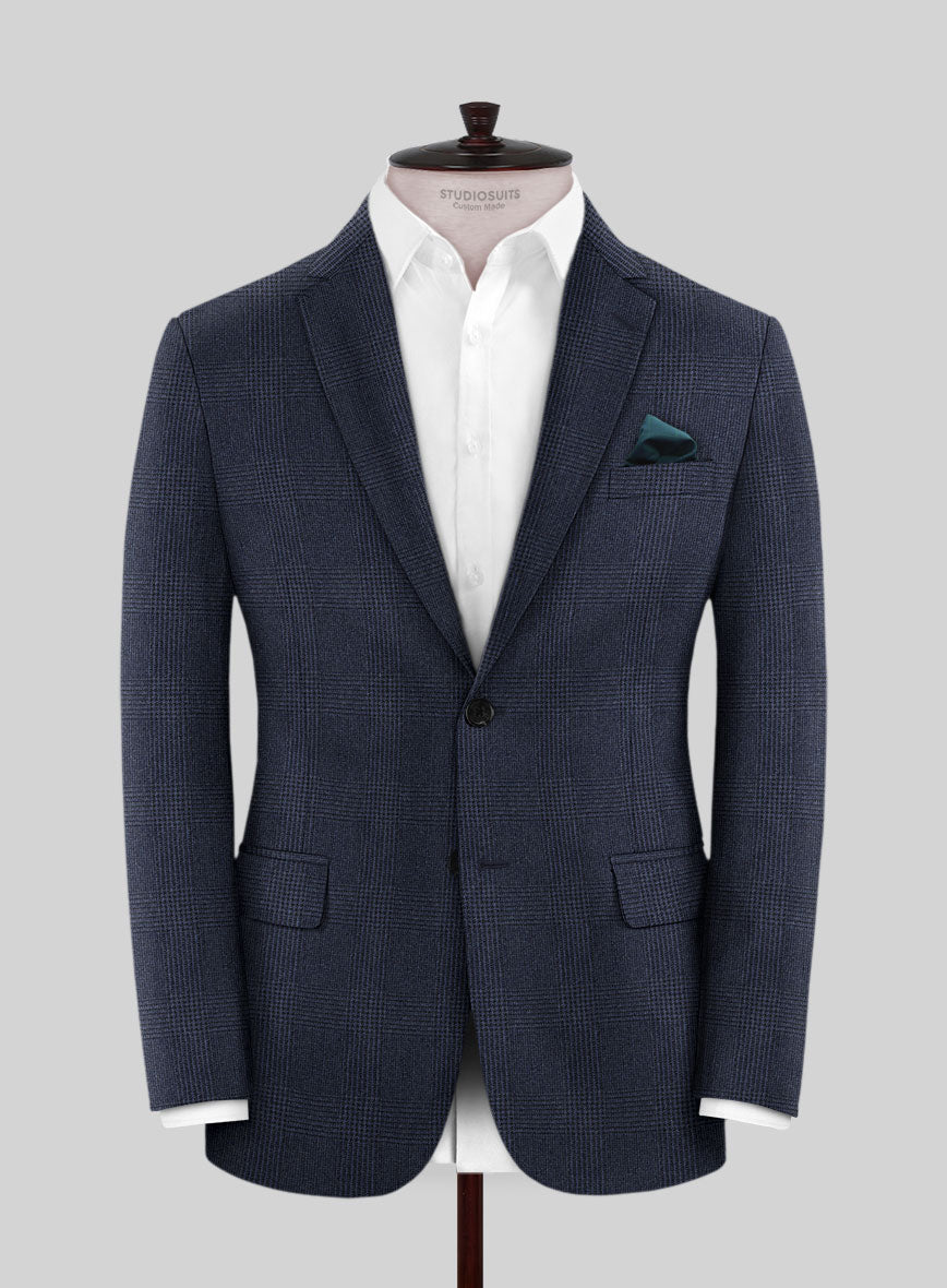 Caccioppoli Calic Glen Blue Wool Jacket - StudioSuits