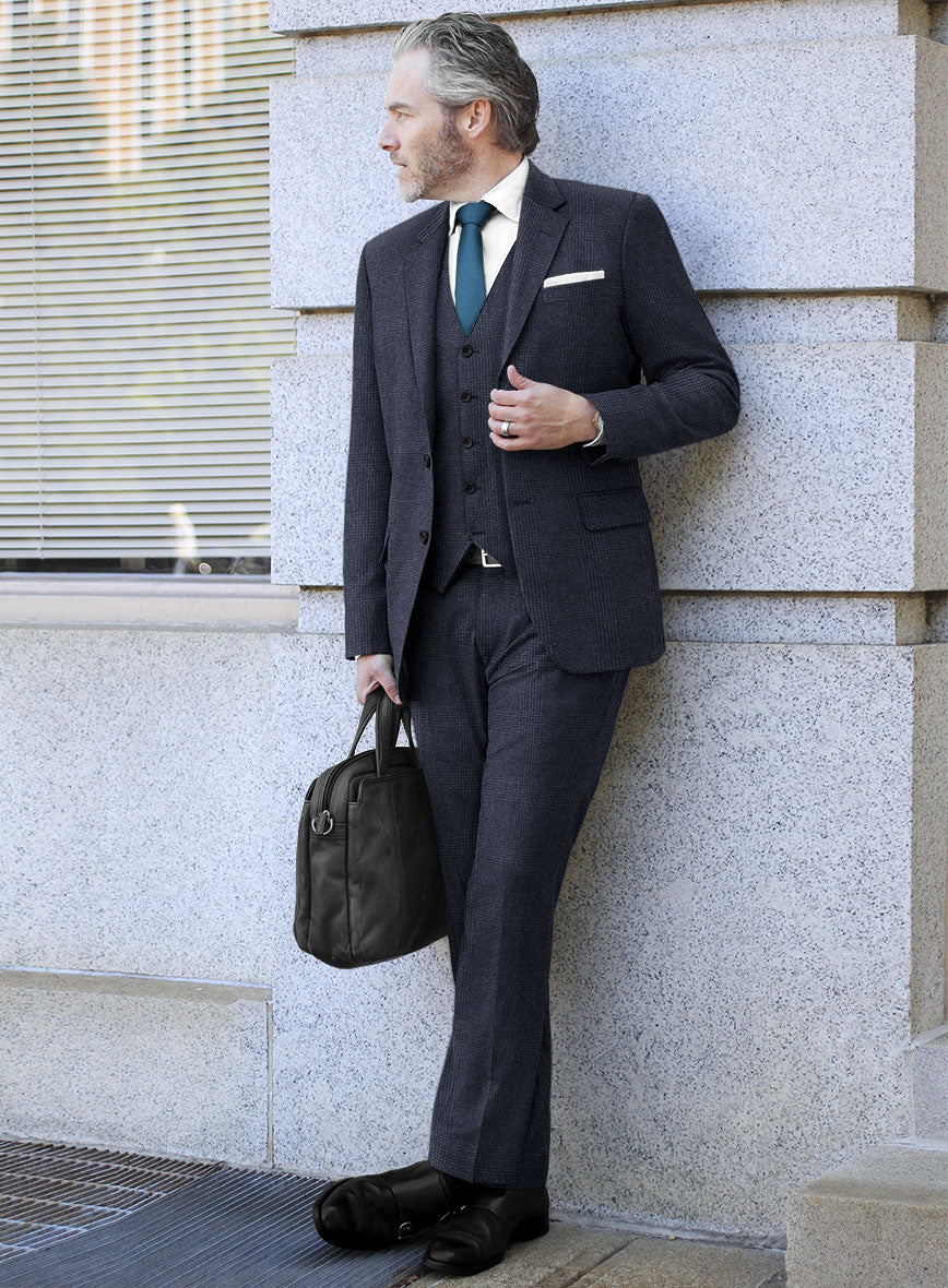 Caccioppoli Calic Glen Blue Wool Suit - StudioSuits